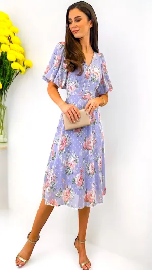 4-A1686 Alice Lilac Puff Sleeve Dress