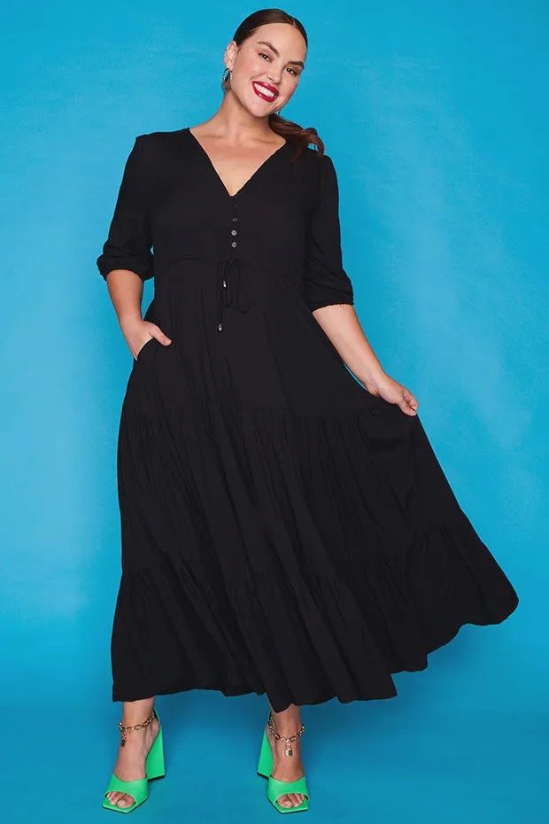 Adeline Black Maxi Dress