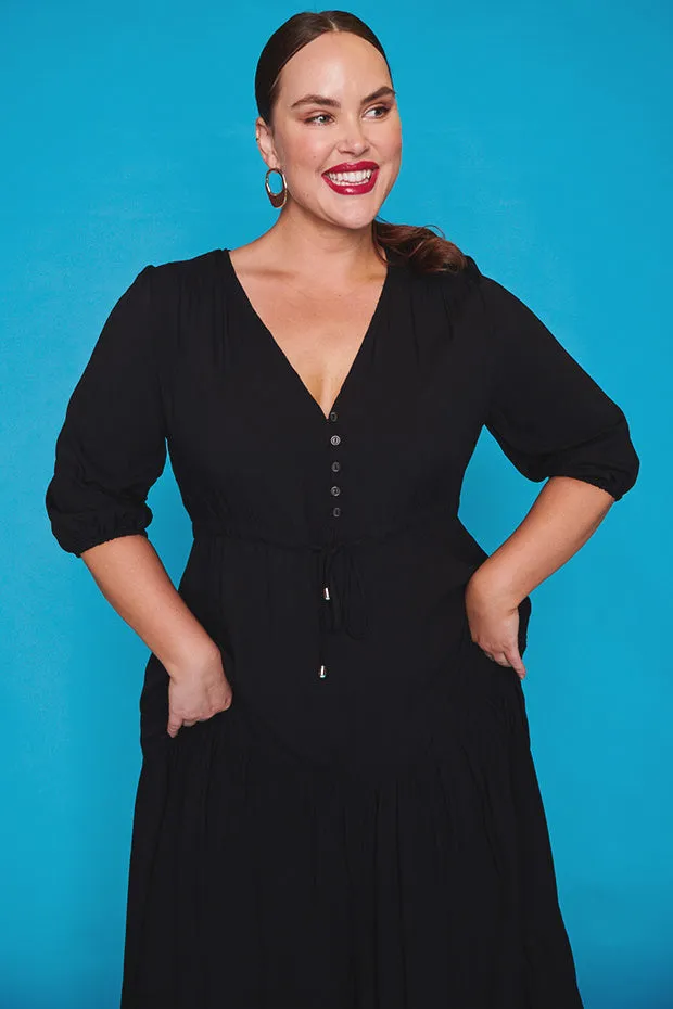 Adeline Black Maxi Dress