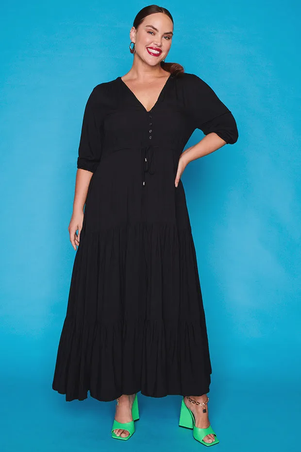 Adeline Black Maxi Dress