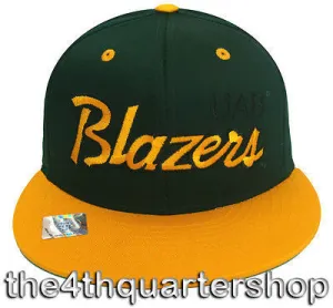 Alabama Birmingham Blazers Snapback Retro Script Cap Hat Green Yellow