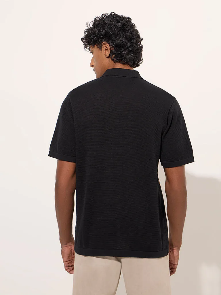 Ascot Black Pinstriped Relaxed-Fit Cotton Shirt