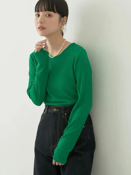 Avege Sheer Crew Neck Pullover