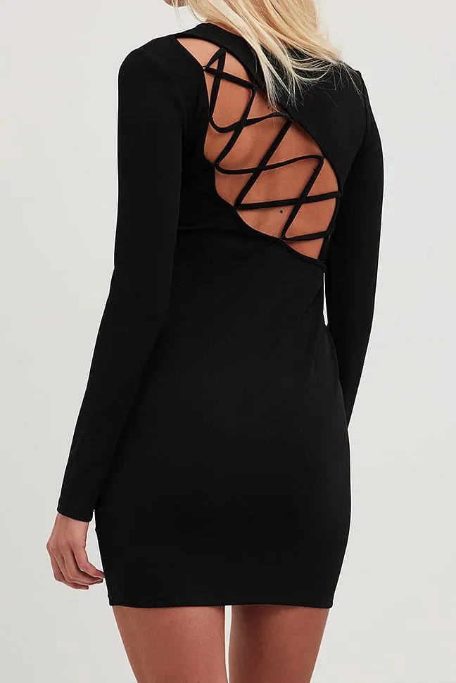Back Detail Lacing Mini Dress