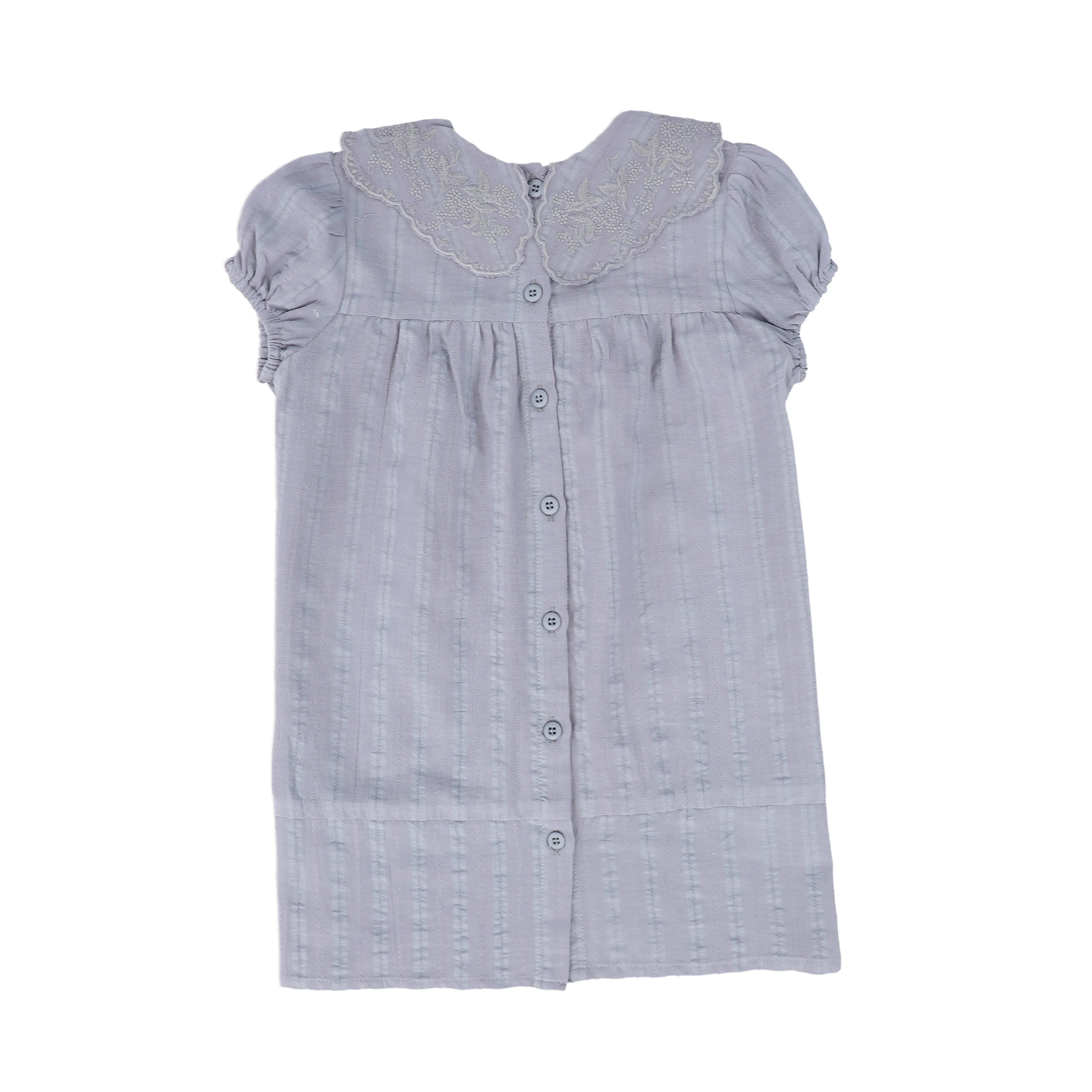 BAMBOO BLUE EMBROIDERED COLLARED SS DRESS [FINAL SALE]