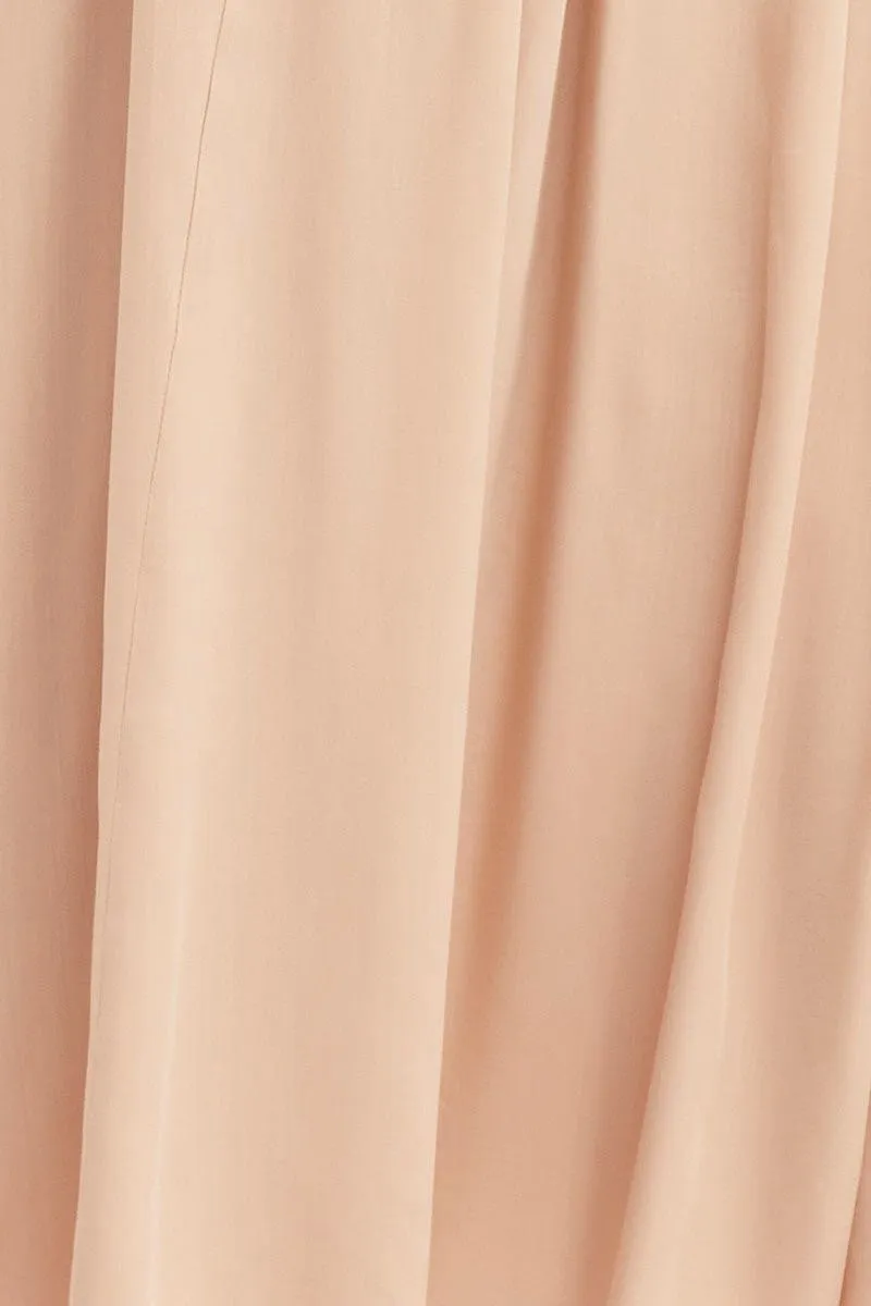 Beige Maxi Skirt Elastic Detail Split
