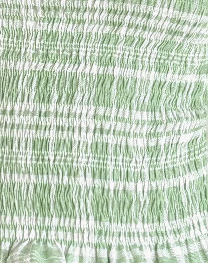 Birita Shirred Top in Table Cloth Neo Mint