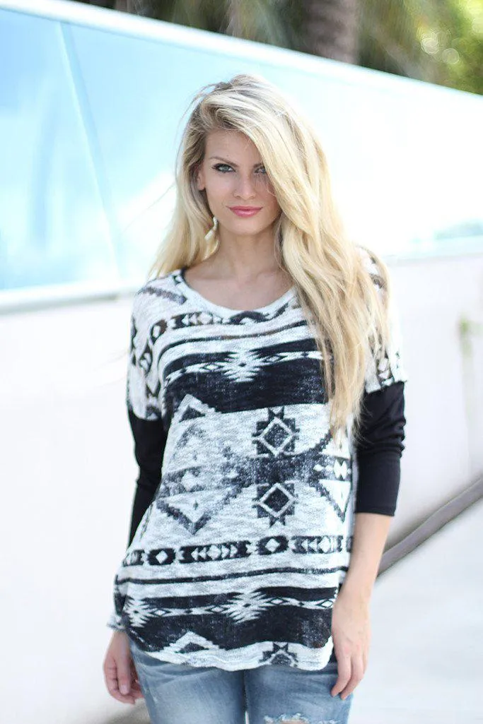Black Printed Top