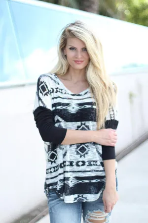 Black Printed Top