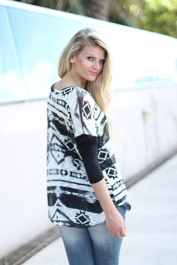 Black Printed Top