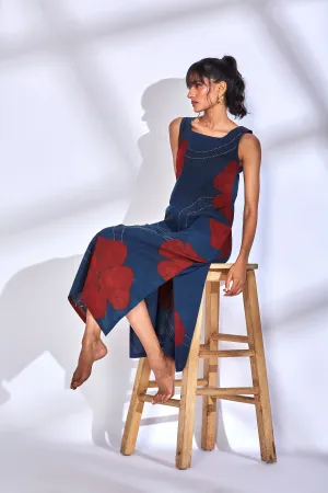 Blue Cotton Midi Dress