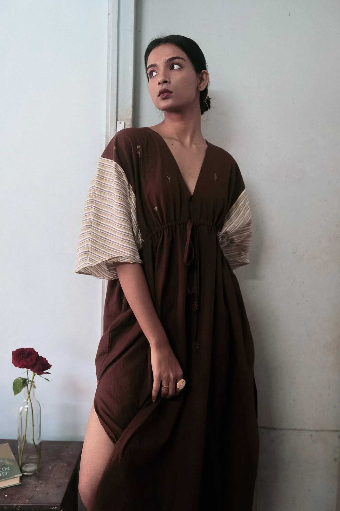 Brown Cotton Kaftan Dress
