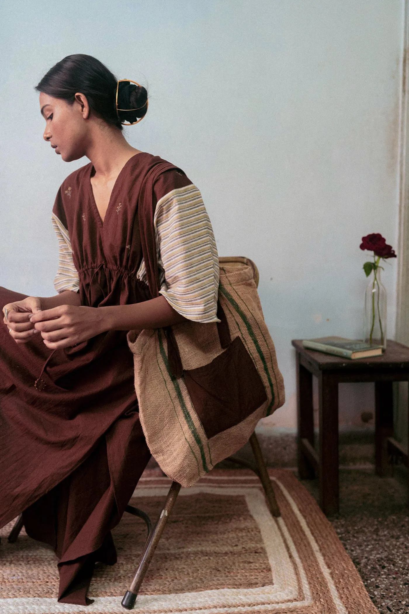 Brown Cotton Kaftan Dress