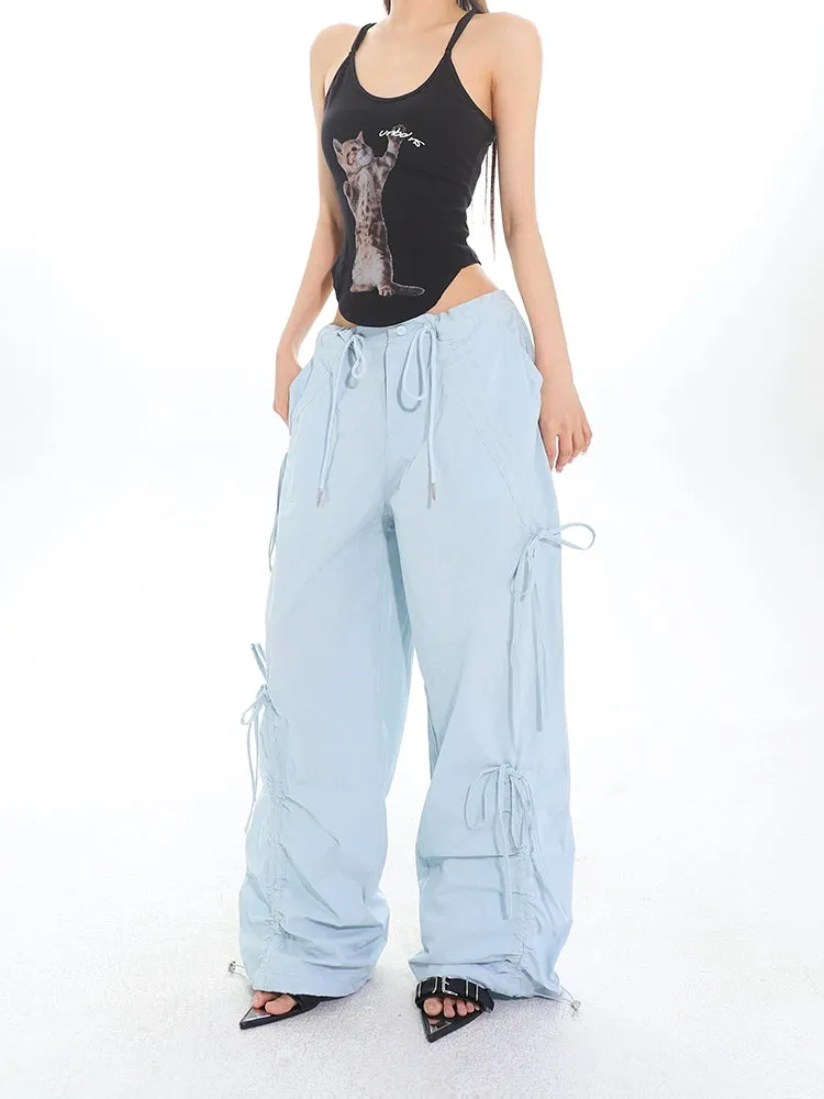 Cargo Drawstring Jogger Pants with Pockets