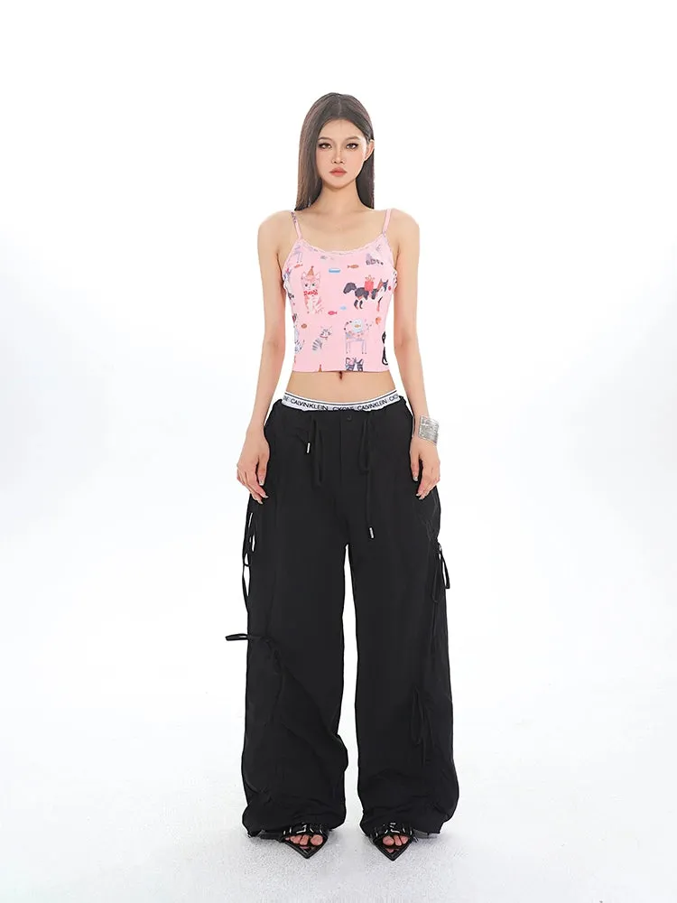 Cargo Drawstring Jogger Pants with Pockets