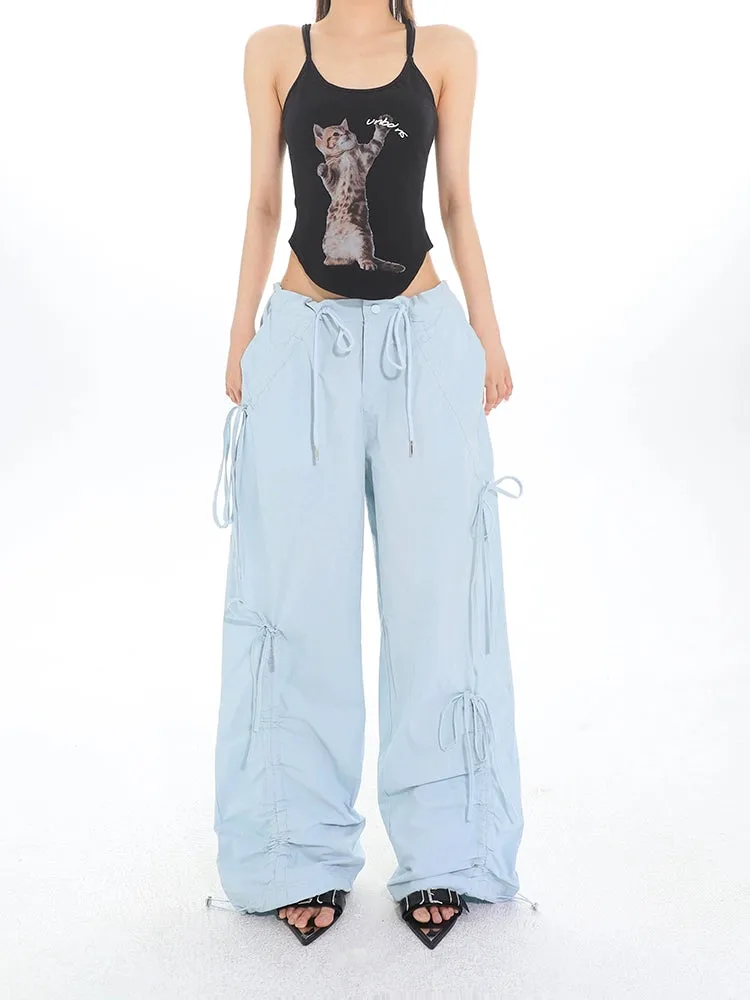 Cargo Drawstring Jogger Pants with Pockets