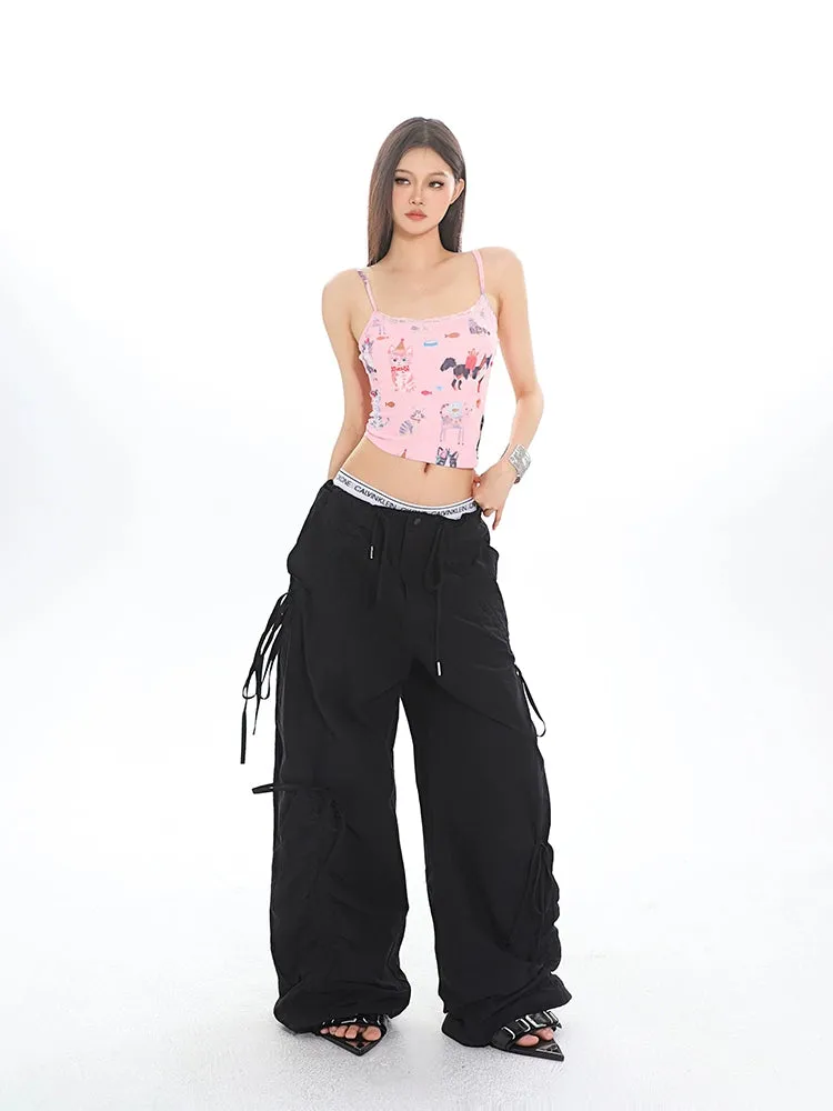 Cargo Drawstring Jogger Pants with Pockets