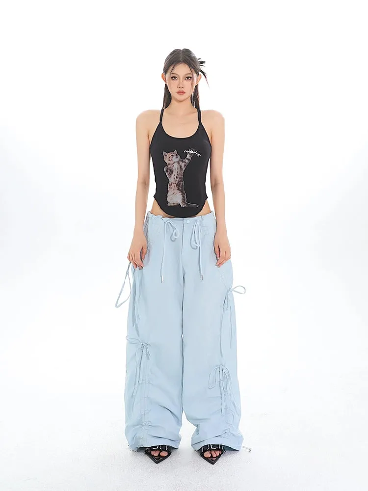 Cargo Drawstring Jogger Pants with Pockets