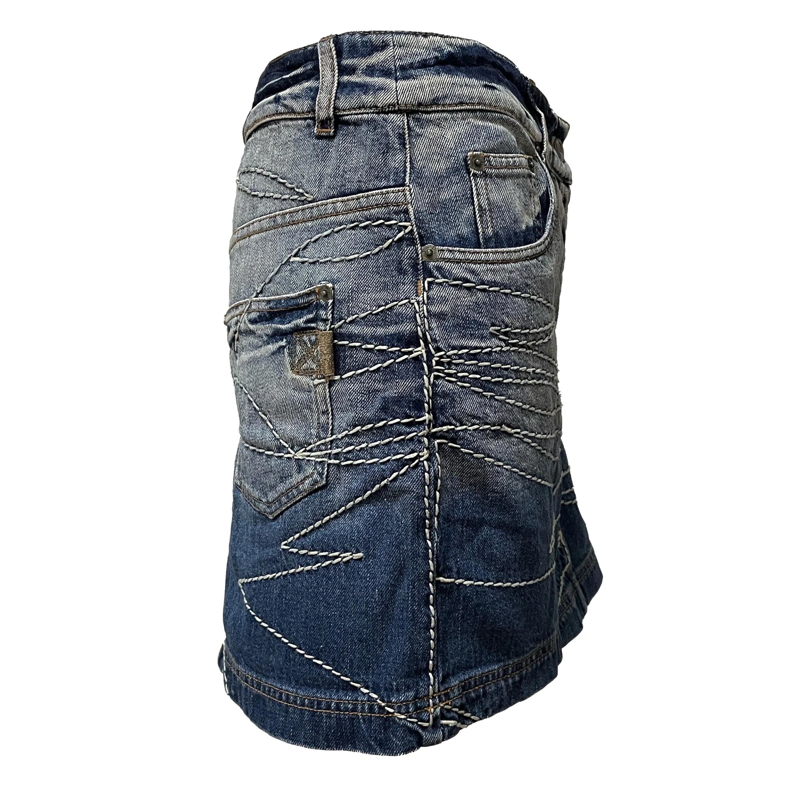 CHRISTIAN DIOR Fall Winter 2006 Stitch Detail Denim Mini Skirt