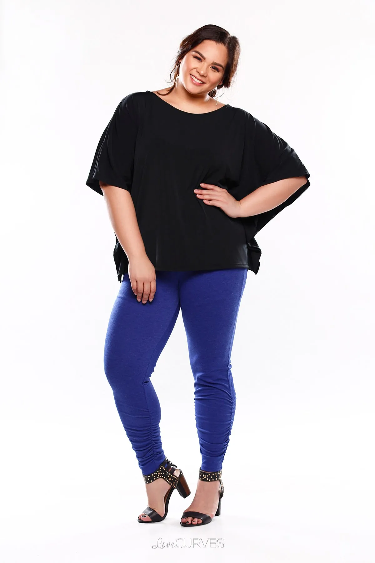Cold Shoulder Caftan Top - Black - KDR