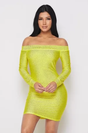 COLD SHOULDER DRESS - YELLOW
