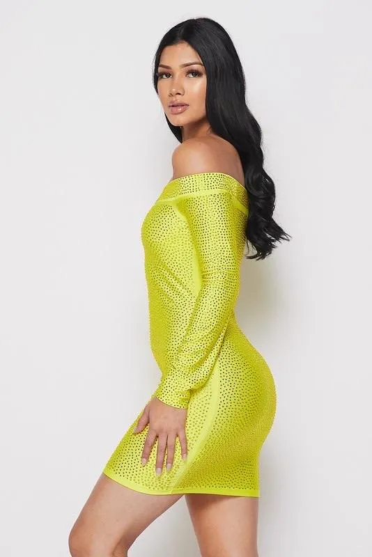 COLD SHOULDER DRESS - YELLOW