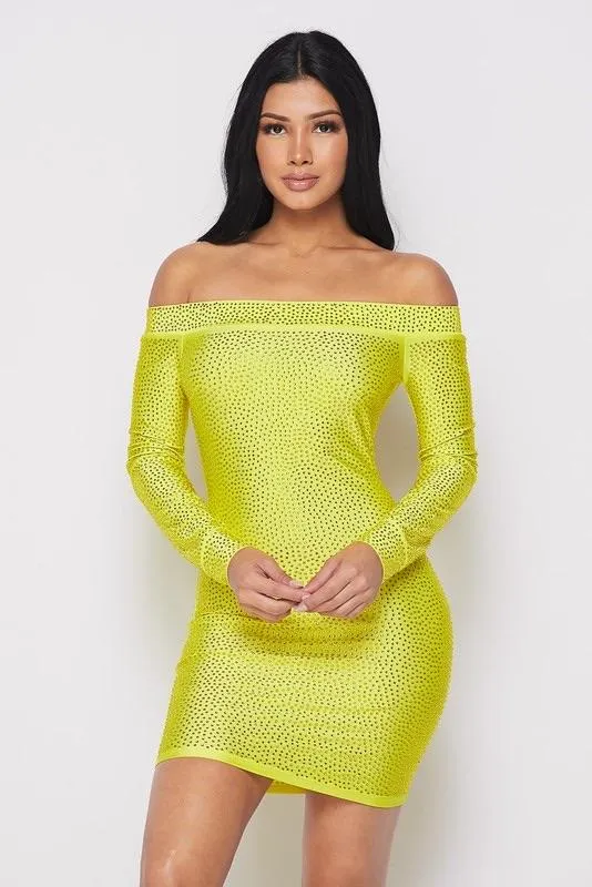 COLD SHOULDER DRESS - YELLOW