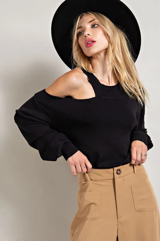 Cold Shoulder Long Sleeve Top
