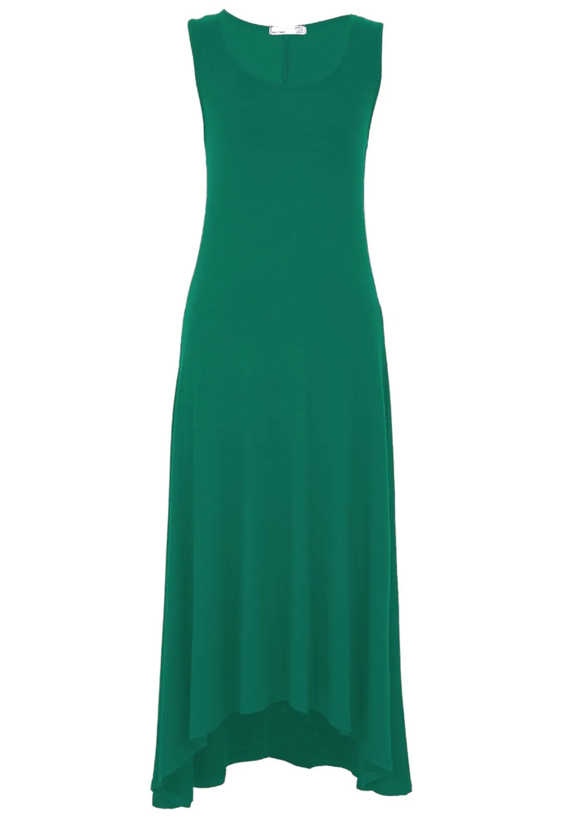 Concave Hem Dress Jade Green