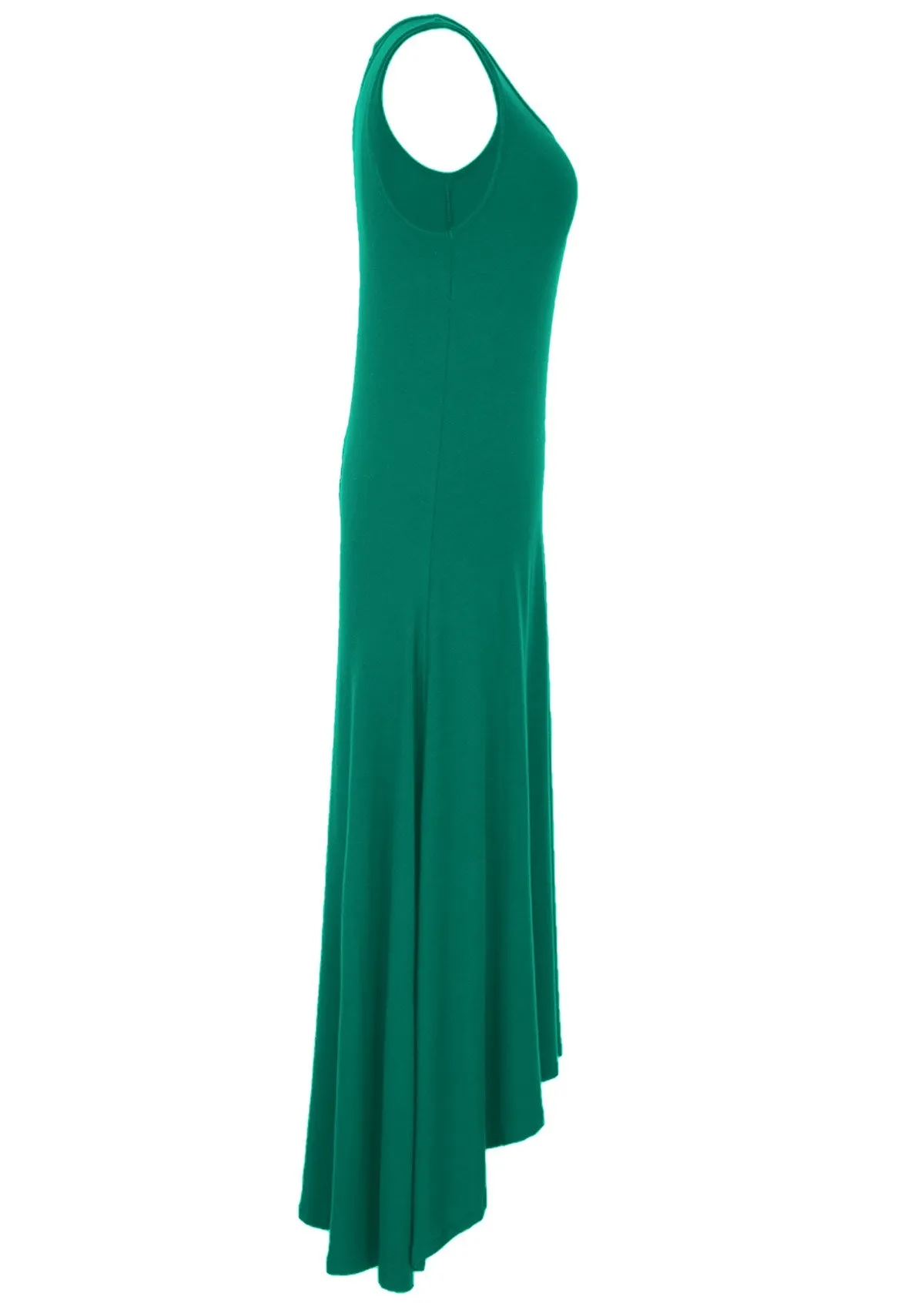 Concave Hem Dress Jade Green