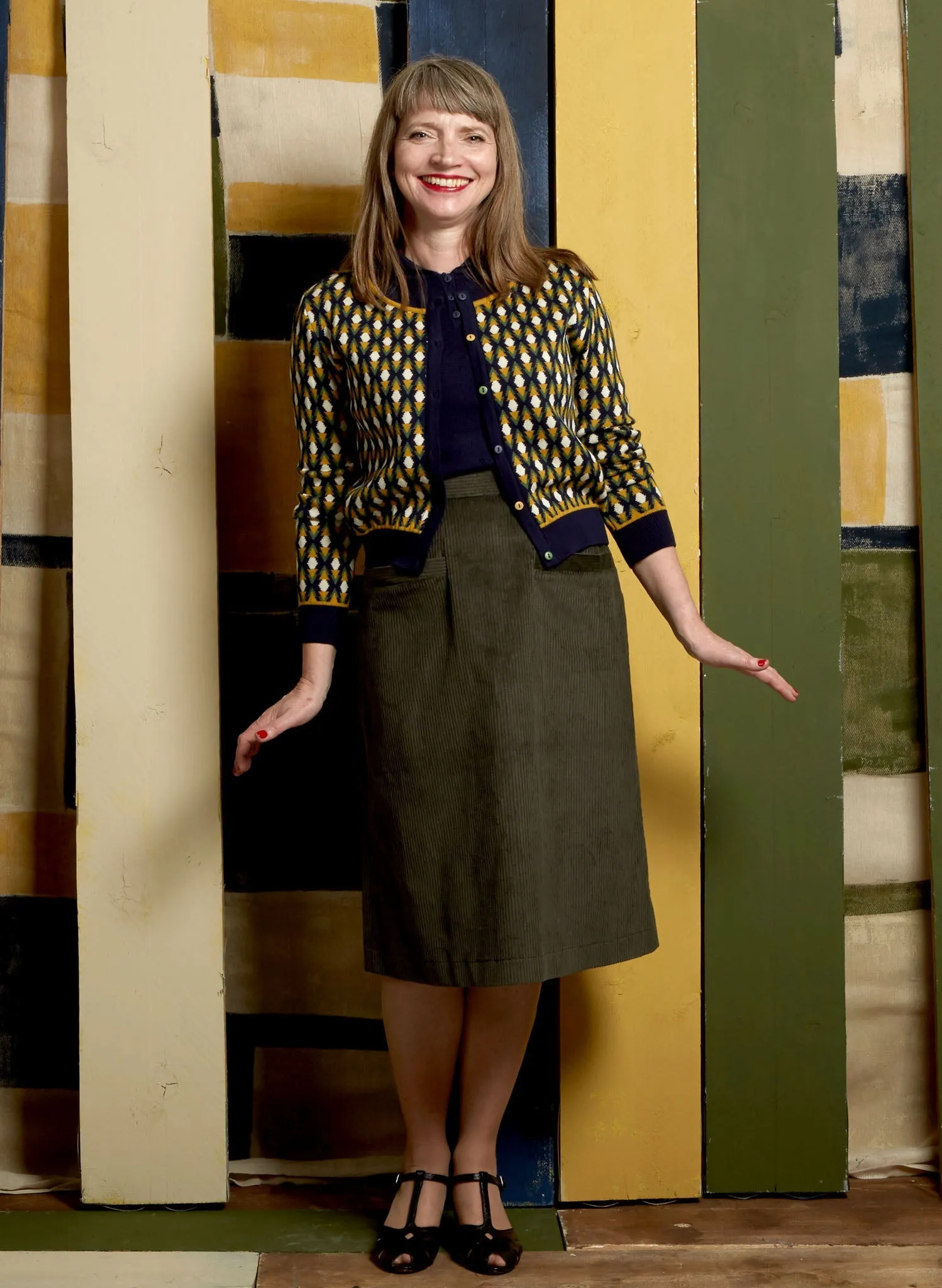 Cora - Green Corduroy Skirt