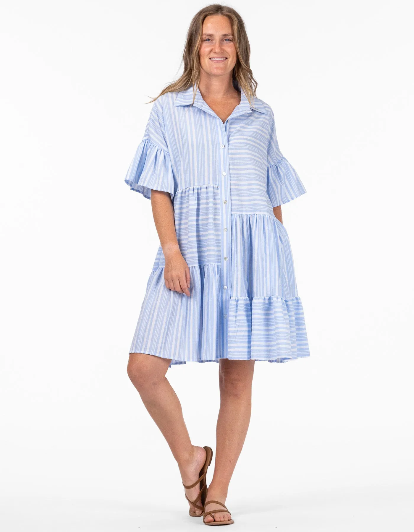 Coventry Relaxed Fit Panel Dress in Blue Stripe