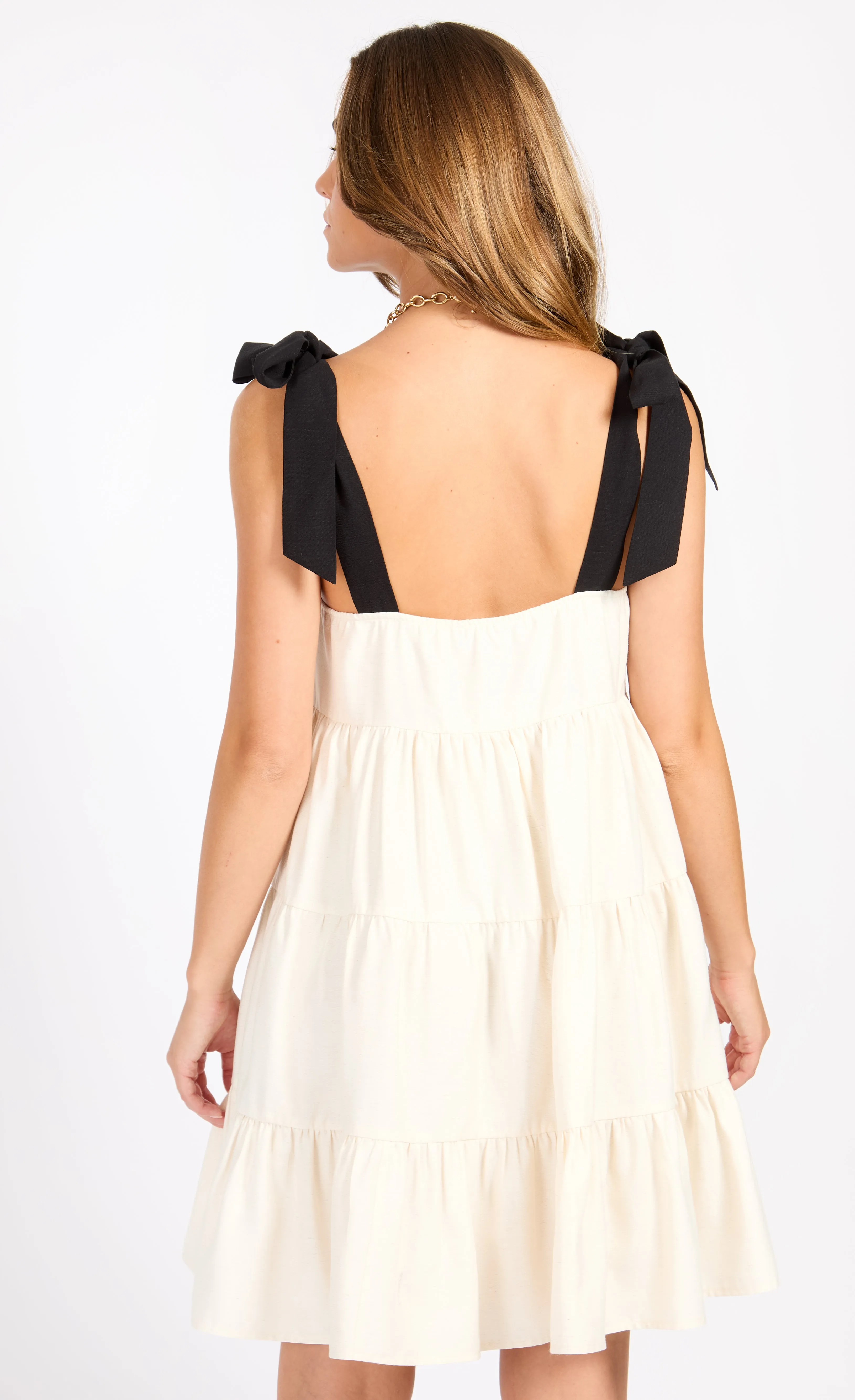 Cream Linen Mini Dress
