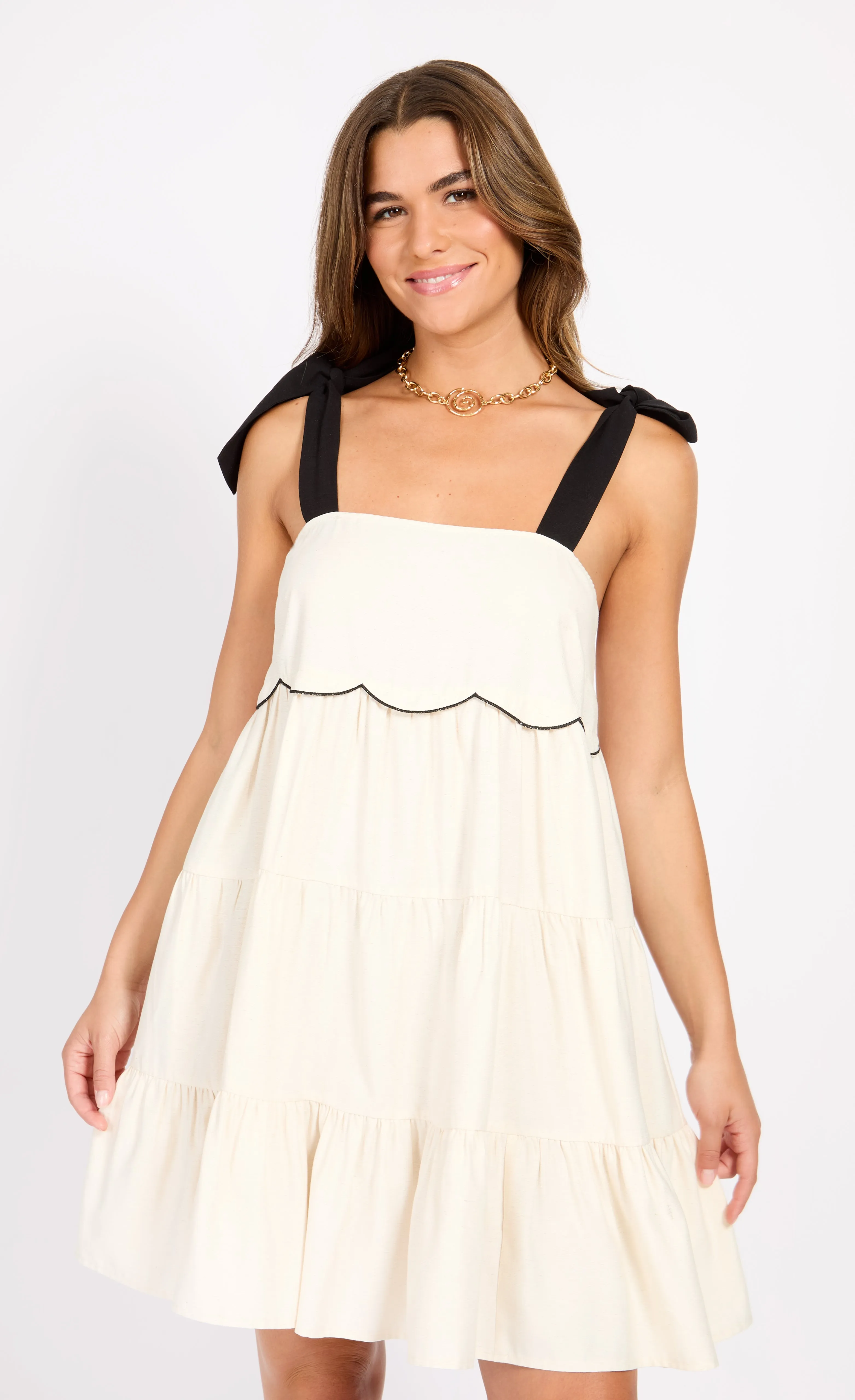 Cream Linen Mini Dress