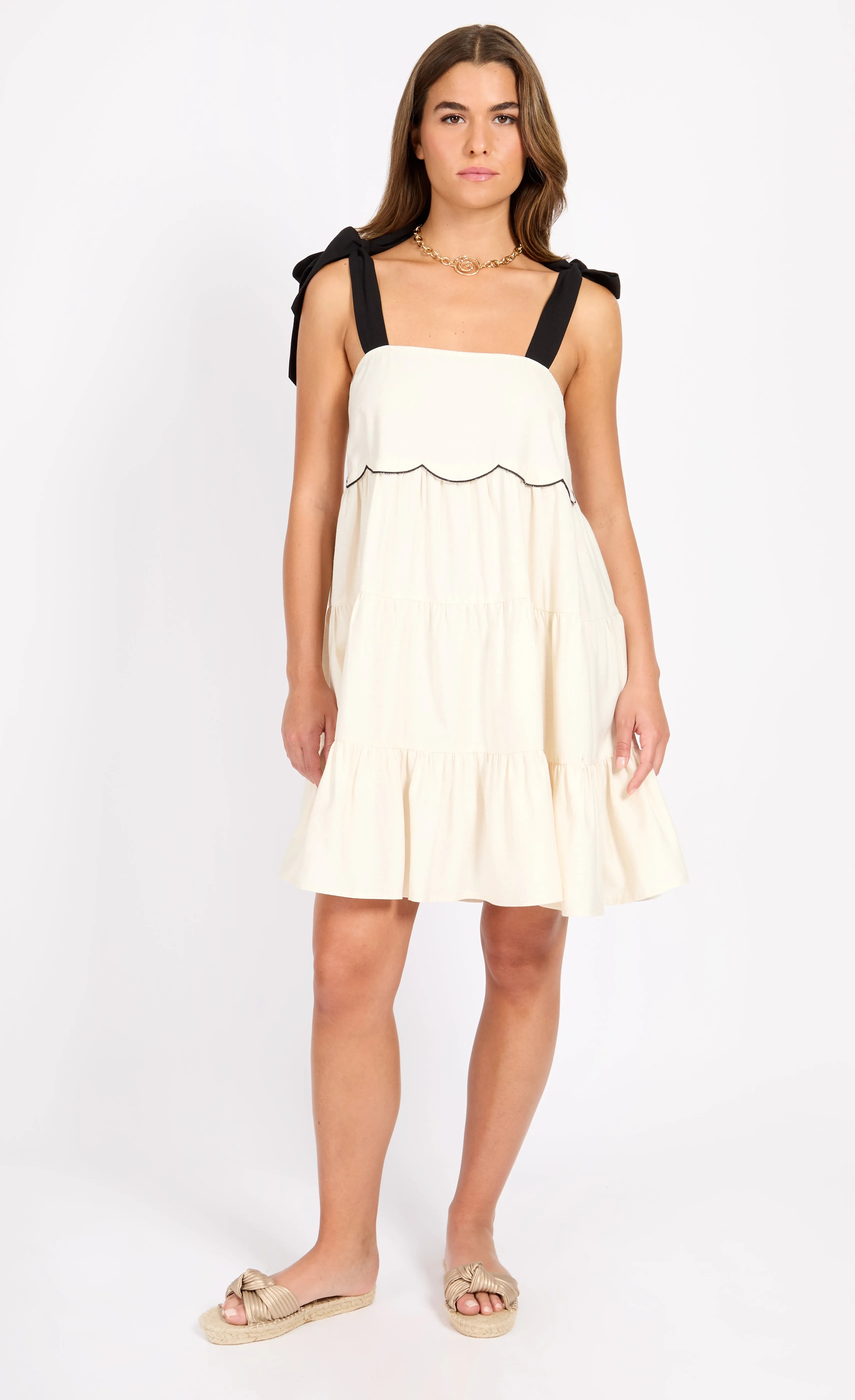 Cream Linen Mini Dress