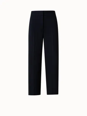 Cropped Wide Wool Stretch Crêpe Pants