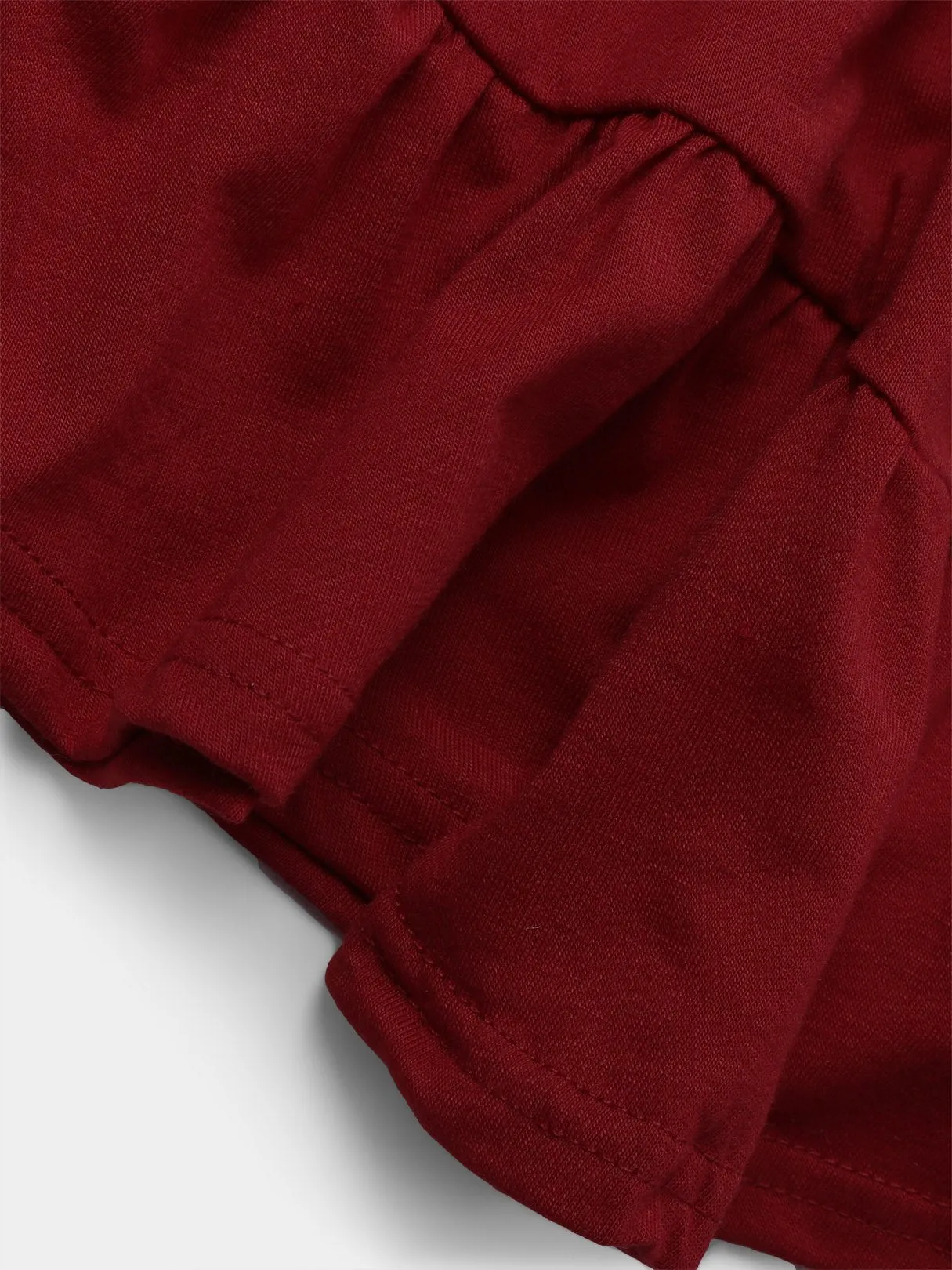 Custom Plain Hollow Lace-Up Cut Out Spaghetti Strap Long Sleeve Ruffle Hem Blouses