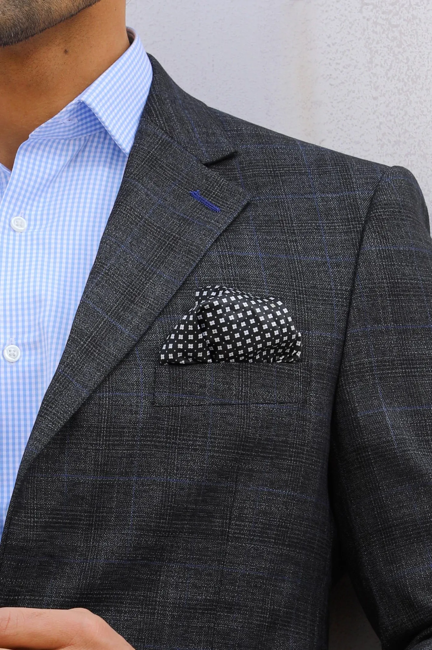 Dark Grey Glen Plaid Check Blazer for Men