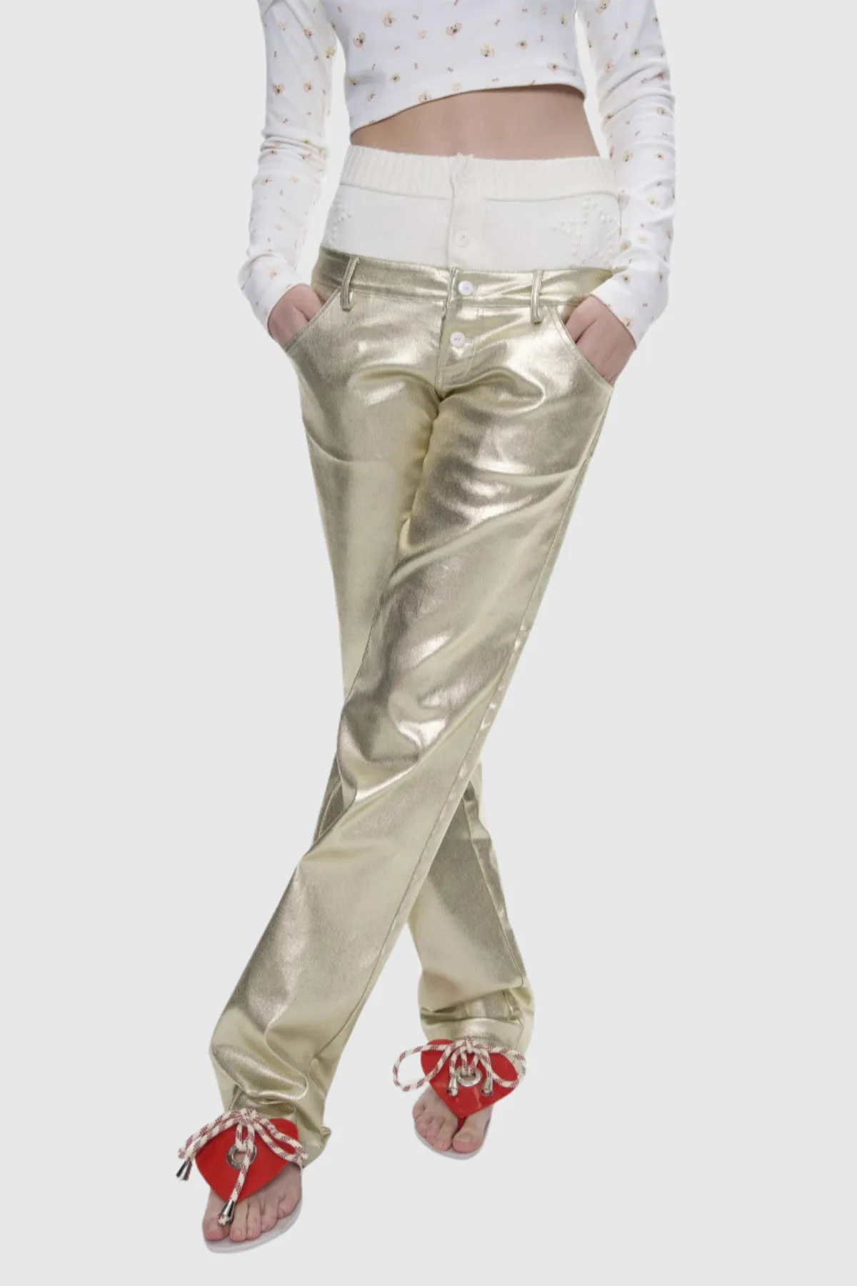 Deconstruct Metallic Pants