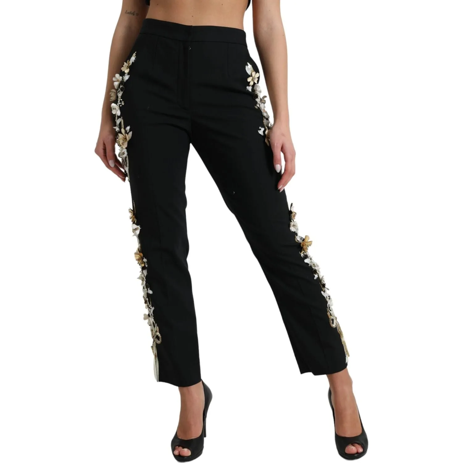Dolce & Gabbana Elegant High Waist Floral Tapered Pants