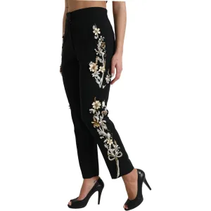 Dolce & Gabbana Elegant High Waist Floral Tapered Pants