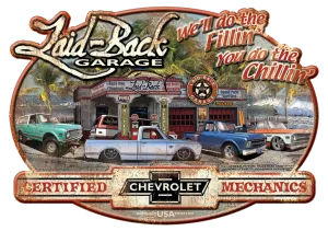 Dream Garage 67-72 Chevy Trucks Embossed Metal Sign