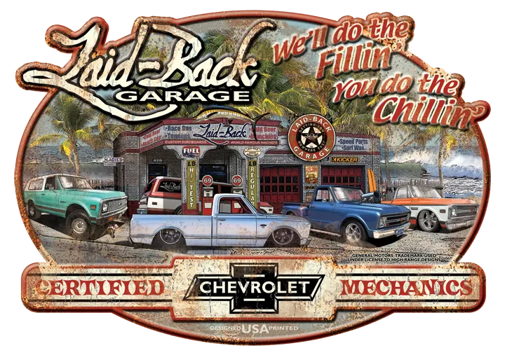 Dream Garage 67-72 Chevy Trucks Embossed Metal Sign