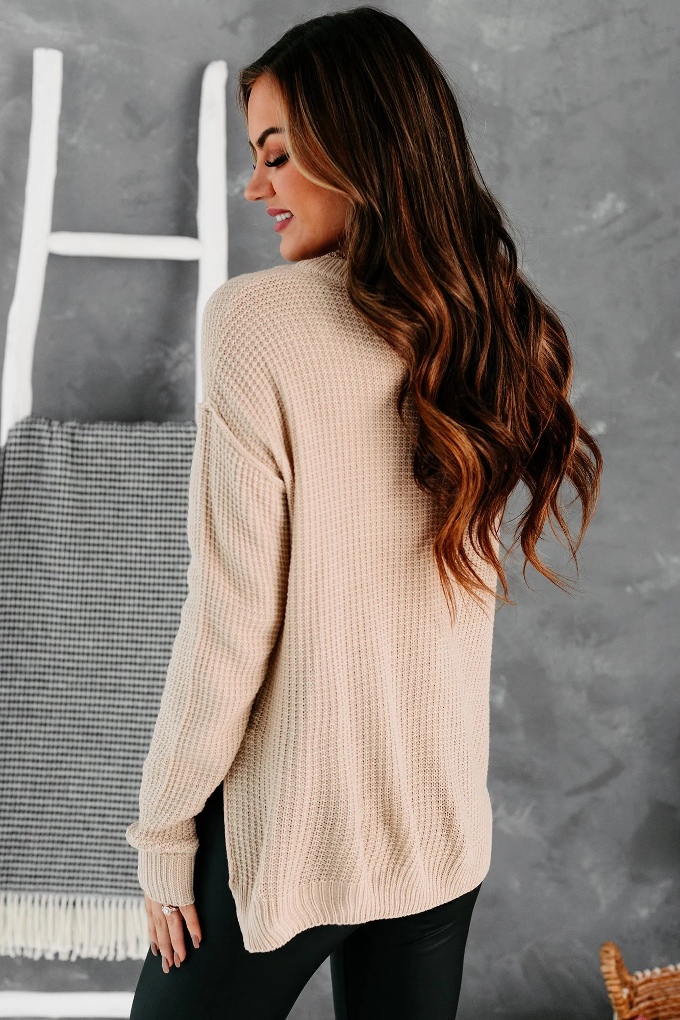 Easy Living Waffle Knit Sweater (Stone)