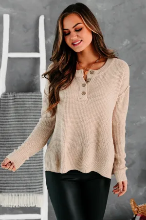 Easy Living Waffle Knit Sweater (Stone)