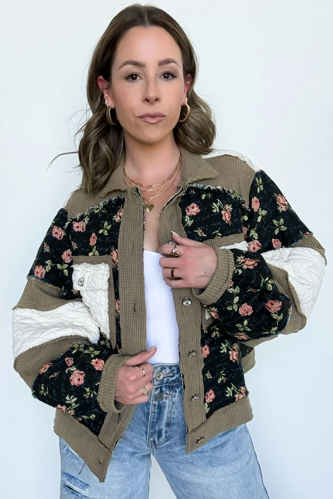 Effortless Escape Floral Patched Jacket