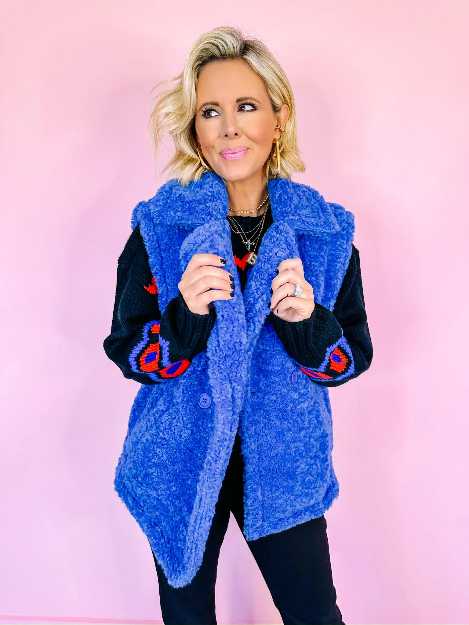 EFFORTLESS YOU ELECTRIC BLUE SHERPA VEST