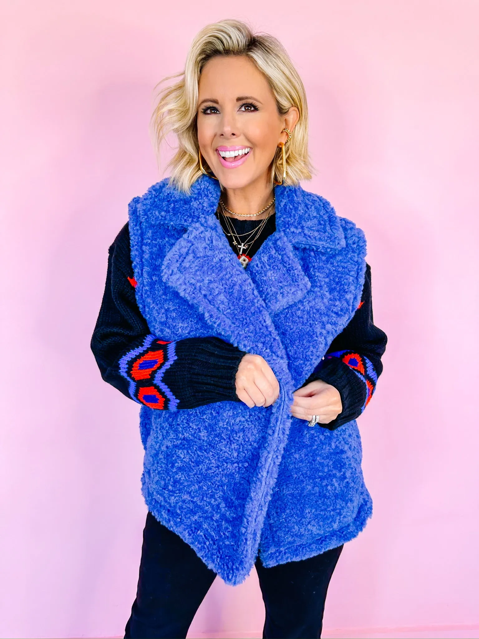 EFFORTLESS YOU ELECTRIC BLUE SHERPA VEST