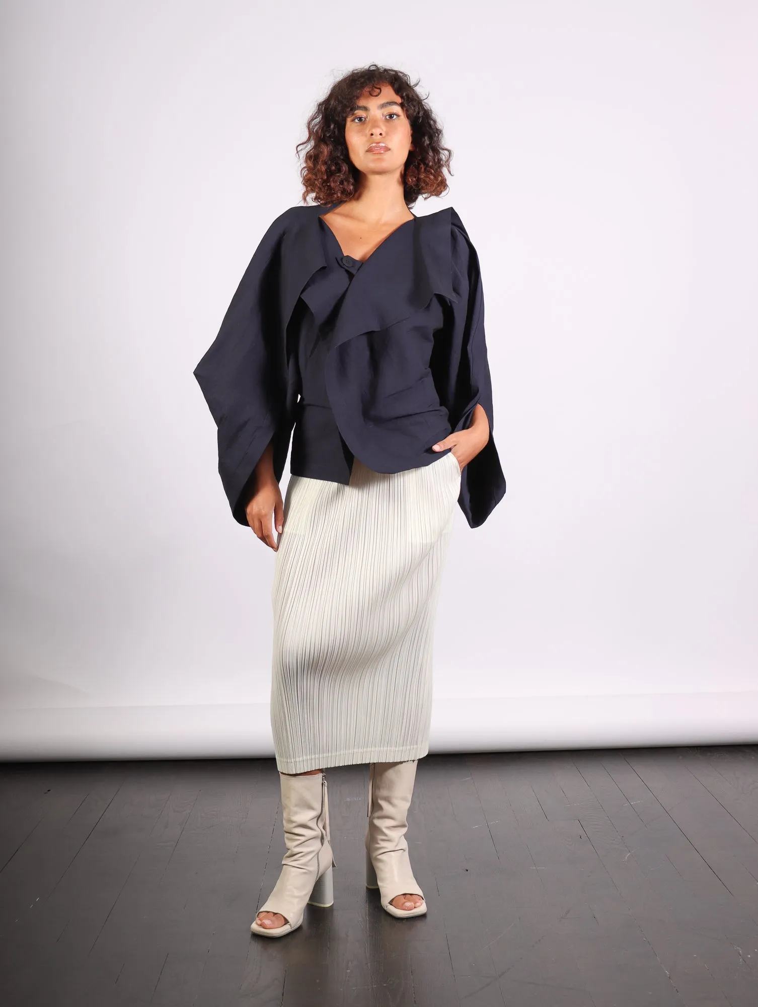 Enclothe Cardigan in Navy by Issey Miyake