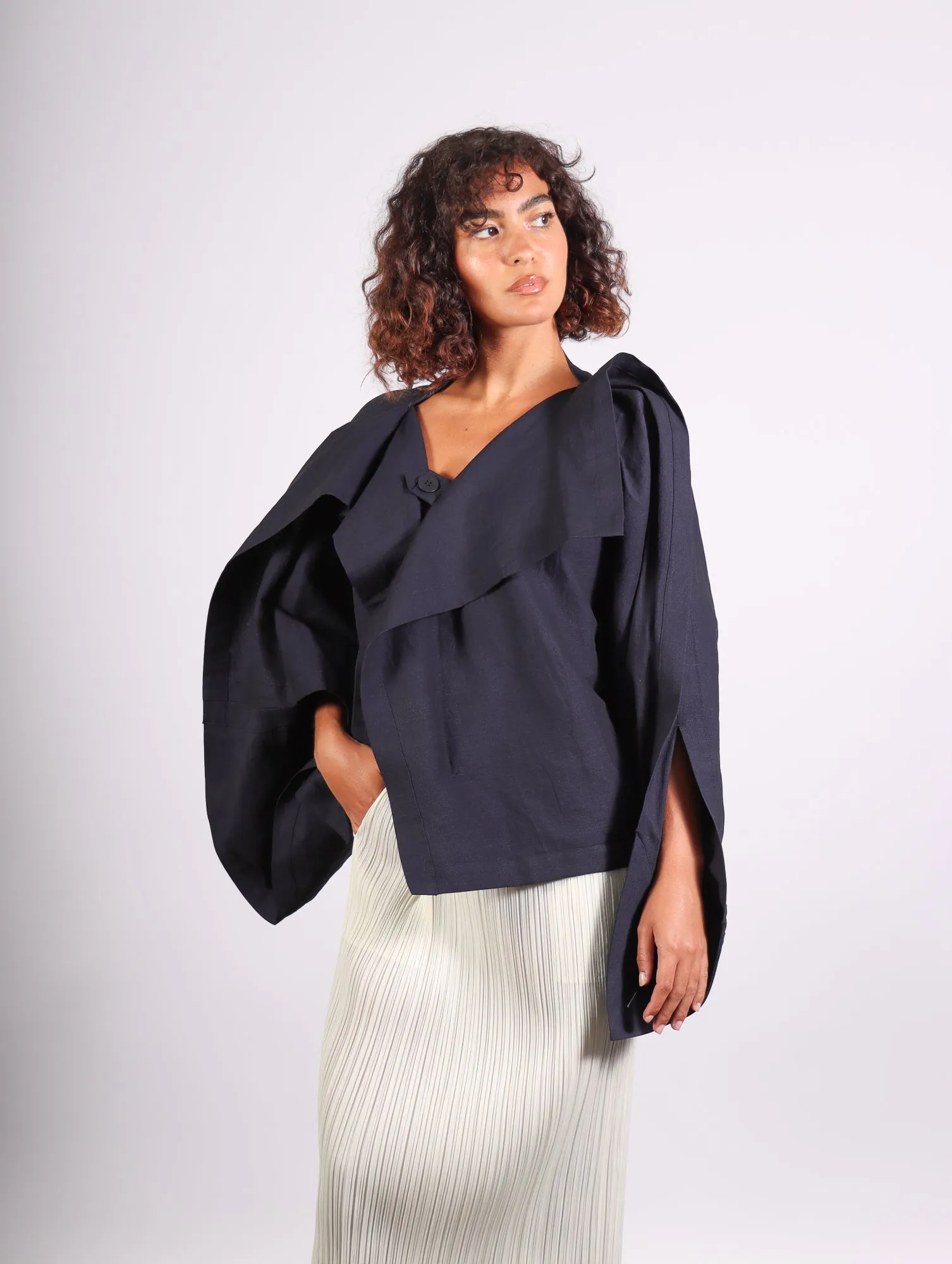Enclothe Cardigan in Navy by Issey Miyake